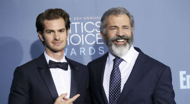 Actor Andrew Garfield (L) and director Mel Gibson arrive at the 22nd Annual Critics' Choice Awards.