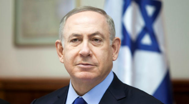 Israeli Prime Minister Benjamin Netanyahu attends the weekly cabinet meeting at his Jerusalem office.