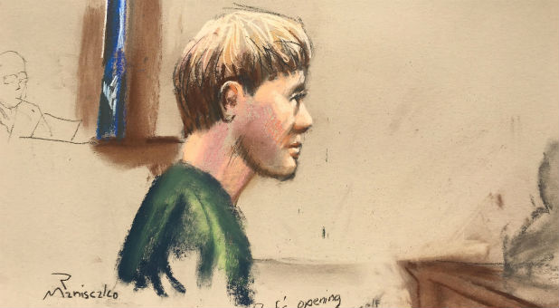 Dylann Roof, who is facing the death penalty for the hate-fueled killings of nine black churchgoers, makes his opening statement at his trial in this courtroom sketch in Charleston