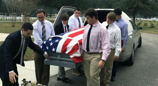 But Miss Cathy called her teenage son Bryce who in turn texted some of his friends—and within a matter of minutes, six young men had volunteered to serve at a stranger's funeral.