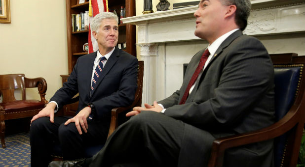 Supreme Court Nominee Judge Neil Gorsuch meets with Senator Cory Gardner (R-CO) on Capitol Hill in Washington.