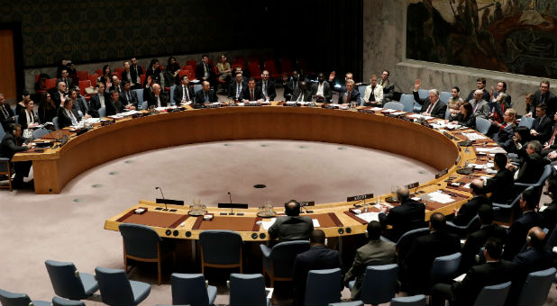 The United Nations Security Council votes on a resolution