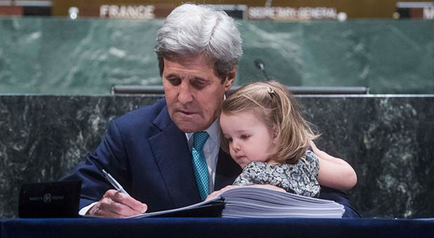 Then-Secretary of State John Kerry with his granddaughter