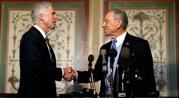10th Circuit Court of Appeals Judge Neil Gorsuch and Senate Judiciary Committee Chairman Chuck Grassley (R-Iowa)