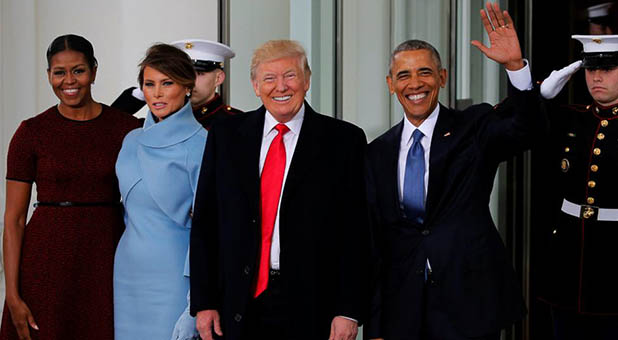 Presidents Donald Trump and Barack Obama