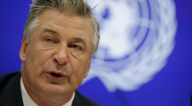 U.S. actor and activist Alec Baldwin speaks at a news conference at the United Nations