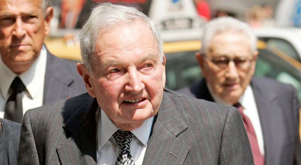 David Rockefeller arrives at the funeral service for New York socialite and philanthropist Brooke Astor at St. Thomas Church in New York, Aug. 17, 2007.