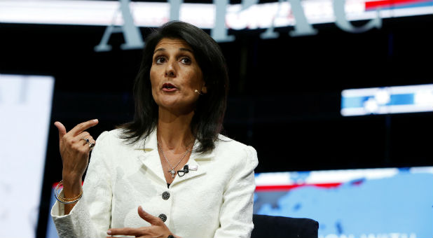 U.S. Ambassador to the United Nations Nikki Haley speaks to the American Israel Public Affairs Committee (AIPAC) policy conference.