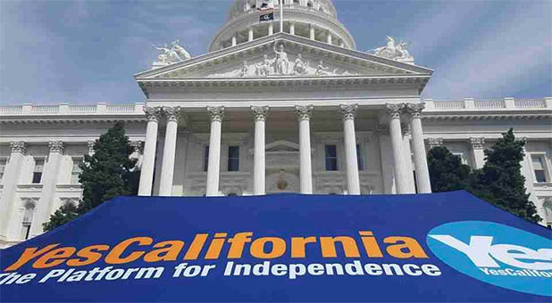 CalExit Banner at California Statehouse
