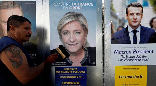 French presidential candidates Marine Le Pen and Emanuel Macron