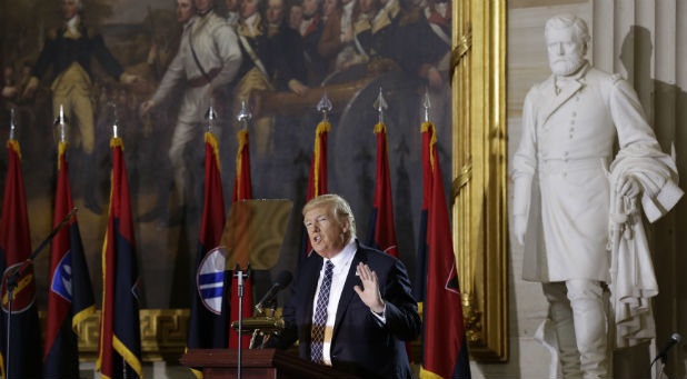 U.S. President Donald Trump delivers the keynote address at the U.S. Holocaust Memorial Museum's
