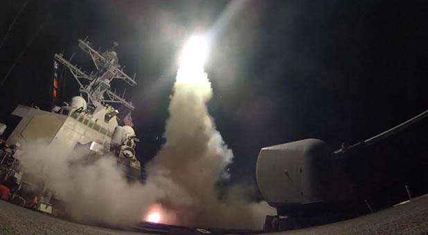 U.S.S. Porter launching a Tomahawk cruise missile