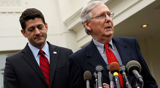 Speaker of the House Paul Ryan, R-Wis.. and Senate Majority Leader Mitch McConnell, R-Ky.