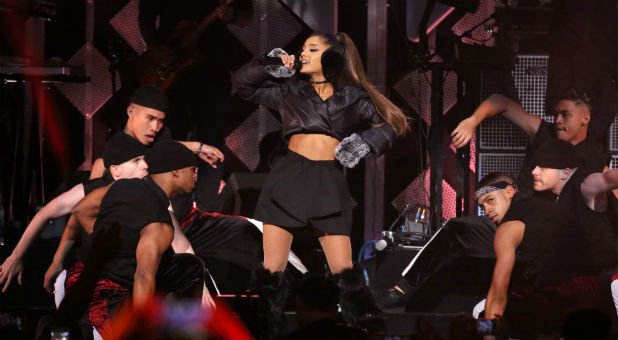 Ariana Grande performs at Z100's Jingle Ball in Manhattan, New York.
