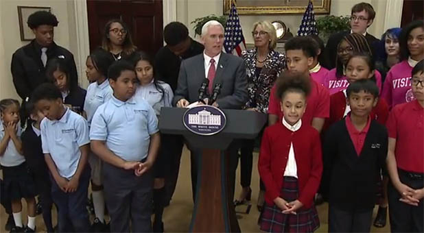 Vice President Mike Pence and student guests