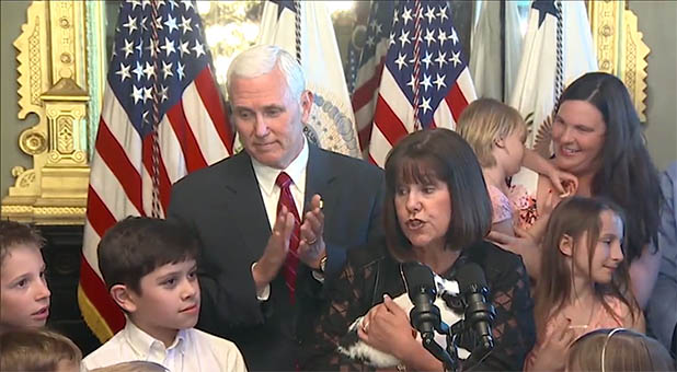 Vice President Mike Pence, second lady Karen Pence and Marlon Bundo