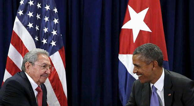 Cuban President Raul Castro and President Barack Obama