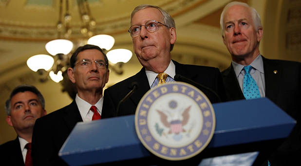Senate Majority Leader Mitch McConnell, R-Ky, and Senate GOP Leaders