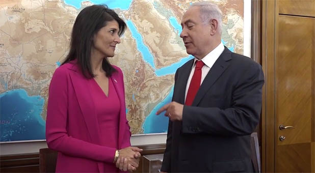 U.S. Ambassador to the U.N. Nikki Haley and Israeli Prime Minister Benjamin Netanyahu