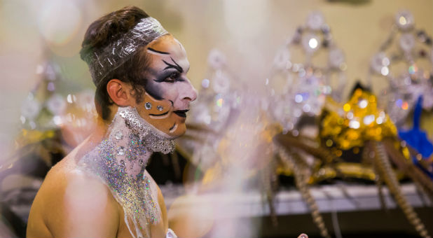 Participant prepares to perform in a drag queen competition during carnival festivities in Las Palmas, on the Spanish Canary Island of Gran Canaria.