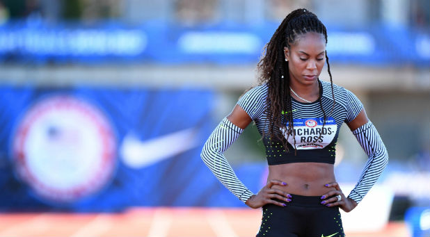 Sanya Richards-Ross waits to compete during the women's 400m first round heats in the 2016 U.S. Olympic track and field team trials at Hayward Field.