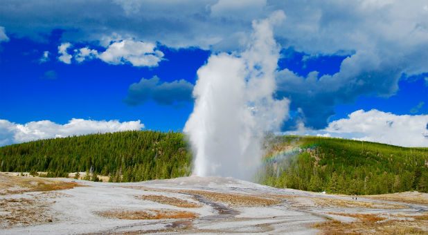 A geyser in the Aspen Mountains at Yellowstone.