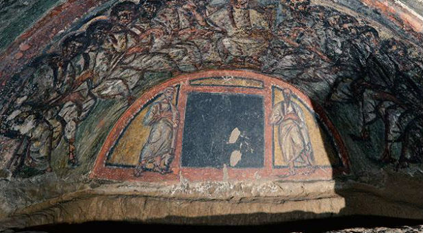 Ancient frescoes have been rediscovered inside the 1,600-year-old Domitilla catacombs in Rome, Italy.