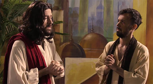 Comedians Portraying Jesus and Man With Leprosy