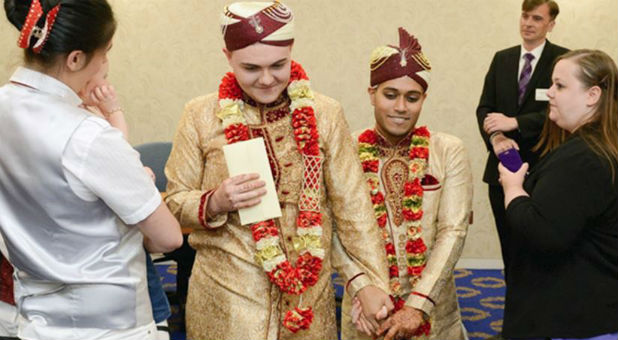 Jahed Choudhury and Sean Rogan were married in Walsall, a town 130 miles northwest of London.