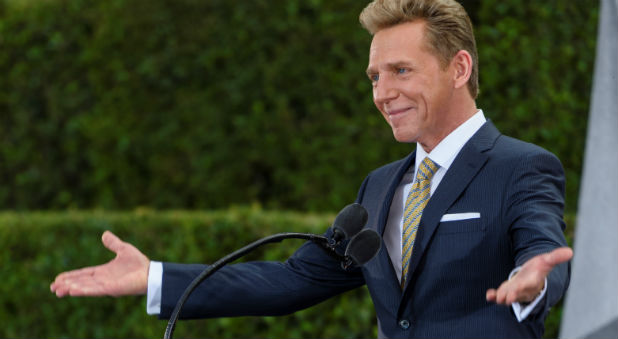 David Miscavige, chairman of the board Religious Technology Center and ecclesiastical leader of the Scientology religion, dedicating the new Church of Scientology in San Diego, California.