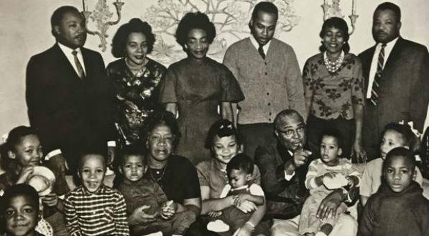 Martin Luther King Jr., top left, with his family.