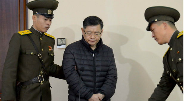 South Korea-born Canadian pastor Hyeon Soo Lim stands during his trial at a North Korean court in this undated photo released by North Korea's Korean Central News Agency (KCNA) in Pyongyang, North Korea on Dec. 16, 2015.