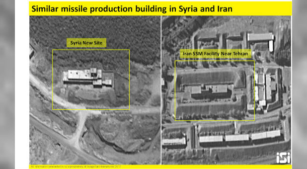 Pictures reportedly taken from an Israeli satellite show what analysts from Imagesat International NV said was a construction site for an Iranian long-range missile production facility currently being built near the town of Baniyas in north-western Syria August 15, 2017.