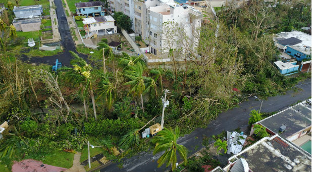 An aerial photo shows damage caused by Hurricane Maria in San Juan, Puerto Rico.