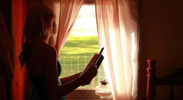 2017 spirit Girl Holding Book Looking Out Window free creative commons
