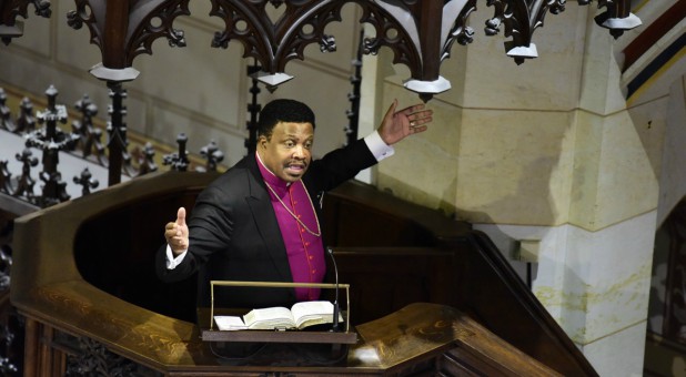 Kenneth Ulmer preaches in Martin Luther's pulpit.