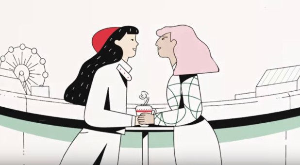 A lesbian couple in the new Starbucks holiday campaign.