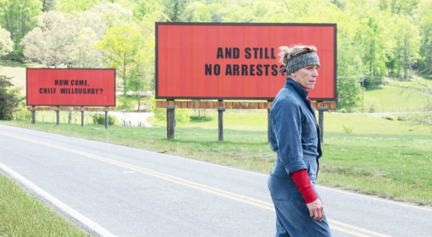 Actress Frances McDormand in a scene from “Three Billboards Outside Ebbing, Missouri.”