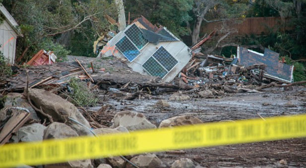 Damaged properties are seen after a mudslide in Montecito, California.