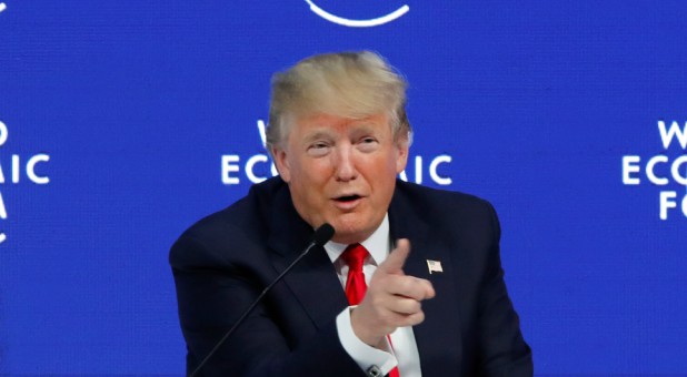 U.S. President Donald Trump gestures during the World Economic Forum (WEF) annual meeting in Davos, Switzerland.