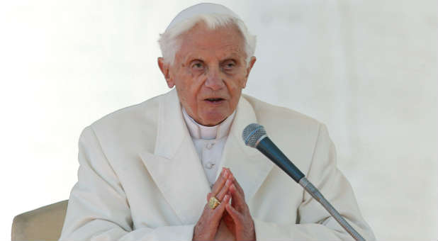 Pope Benedict XVI finishes his last general audience in St Peter's Square at the Vatican Feb. 27, 2013.