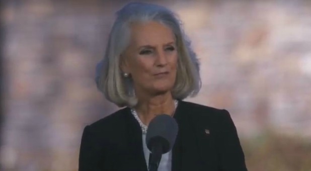 Anne Graham Lotz preaches at her father Billy Graham's funeral.