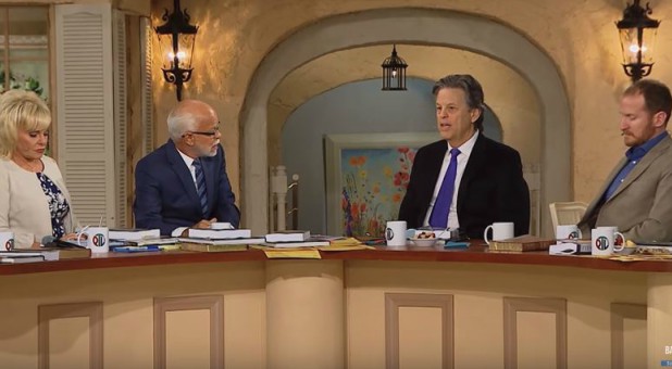 William Koenig, second from right, on the Jim Bakker Show.