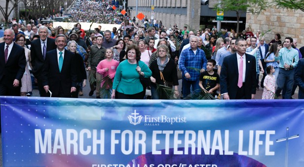 Robert Jeffress, third from left participates in the March for Eternal Life.