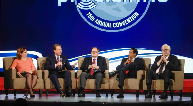 A panel speaks on religious freedom at Proclaim 18.