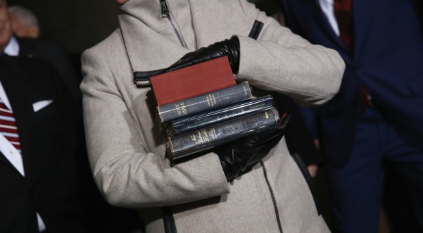 The Bibles for the presidential inauguration are carried out on the West Front of the U.S. Capitol in Washington, D.C., U.S., Jan. 20, 2017.