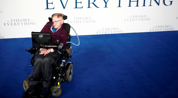 Stephen Hawking arrives at the U.K. premiere of the film