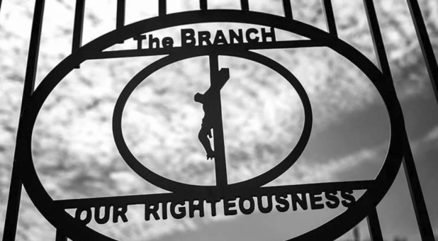 Detail from the entrance gate at the Mount Carmel Center (Branch Davidian compound), outside of Waco, Texas.