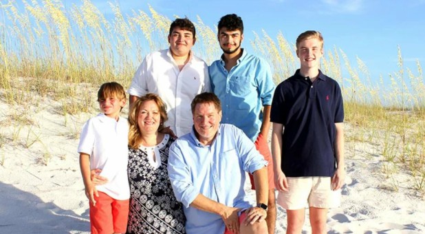 Some of the blended Ferguson family during a beach trip to Destin, Florida. Pictured from left are Casey Ferguson, 12; Becki Ferguson; Max Rangel, 17; Les Ferguson Jr.; Michael Rangel, 20 and Conner Ferguson, 21.