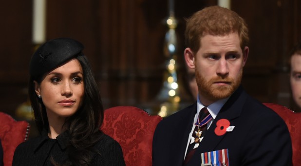 Prince Harry and his fiancee Meghan Markle attend a Service of Thanksgiving and Commemoration on ANZAC Day at Westminster Abbey in London.